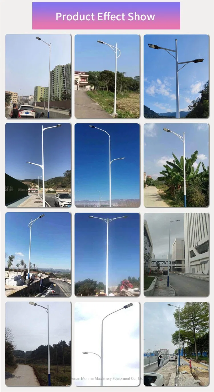 Street Light Pole with Camera for Smart City Solar Street Lighting Pole Price Single Arm 8 Meter Height Street Light with Pole Galvanized